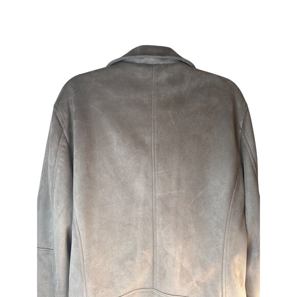 ZARA Gray Large Faux Suede Biker Jacket - Picture 12 of 16